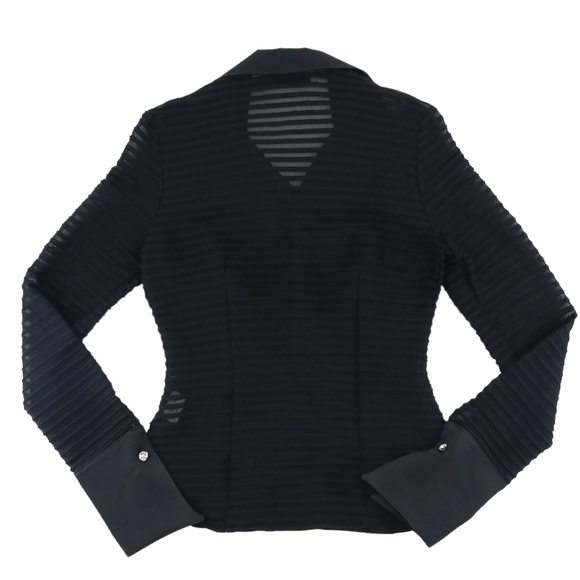 JS Collection Black Mesh Striped Shirt & Tank Top Set Ringstones Button Size 6 - Picture 10 of 16